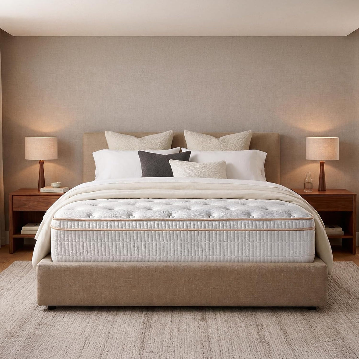 Queen Size Mattress 14 Inches, Medium Firm Hybrid with Memory Foam & Individually Wrapped Coils, CertiPUR-US Certified, Fiberglass-Free Design
