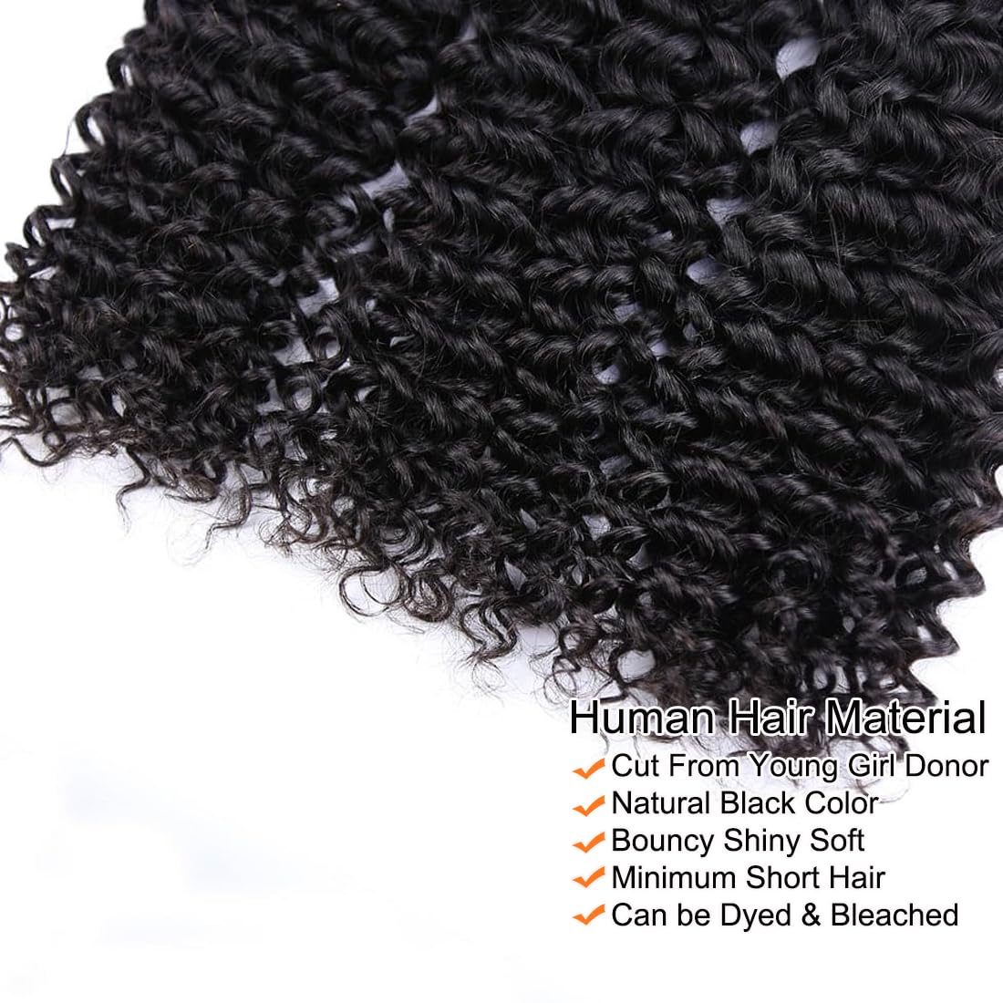 12A Human Hair Bundles with Closure 16 18 20+14 Inch Deep Wave Curly Bundles Human Hair Brazilian Raw Hair Bundles with 4x4 Lace Closure Natural Color
