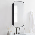 TEHOME Black Rectangle Long Bathroom Medicine Cabinet with Mirror Matt Black Recessed and Surface Mount Stainless Steel Metal Framed Rounded Rectangular Bathroom Cabinet with Mirror 20x40''