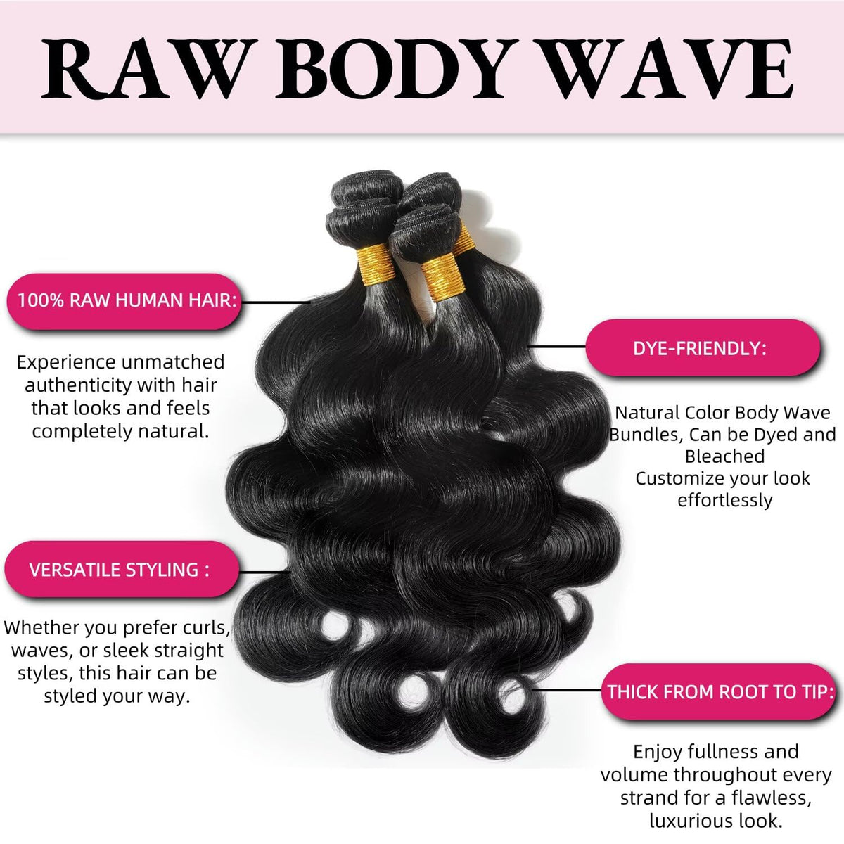 12A Human Hair Bundles 22 24 26 28 Inch Body Wave Bundles Human Hair 100% Unprocessed Brazilian Virgin Weave 4 Bundle Real Natural Black Wet and Wavy Human Hair Extensions 1B Color for Women