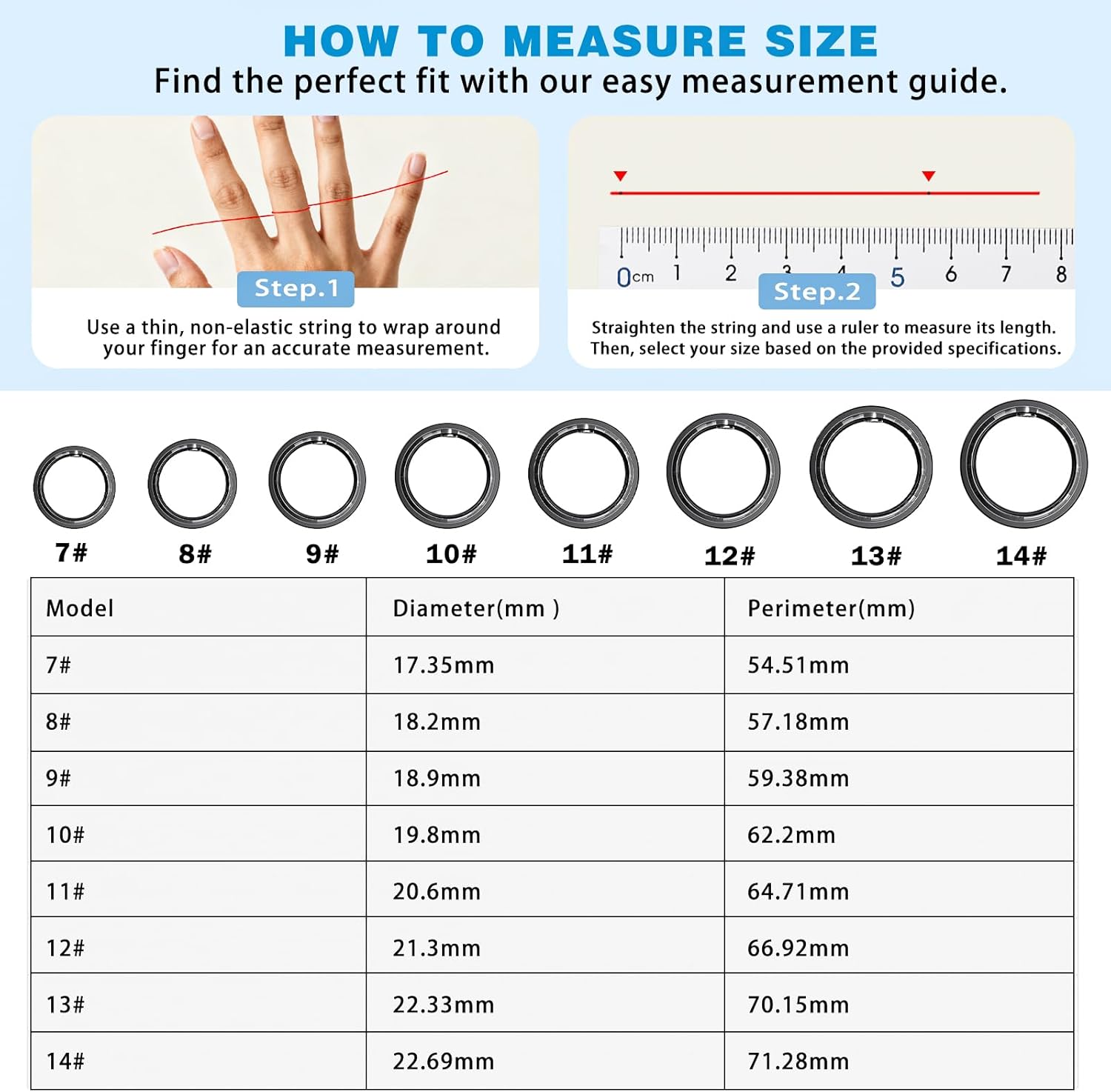 Smart Ring for Men Women, Health Fitness Tracker Ring with Sleep Tracker, Heart Rate, SpO2, Step Counter for iOS and Android, IP68 Waterproof (Black 13)