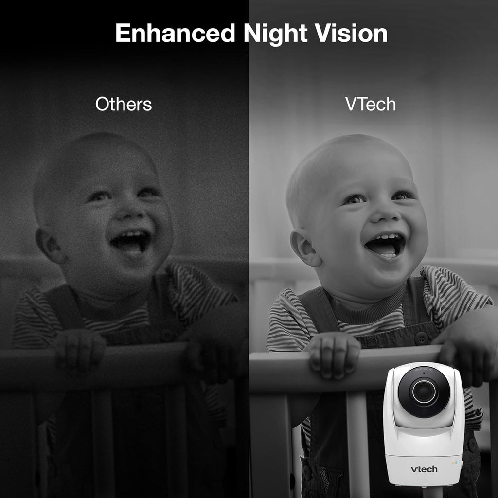 VTech WiFi Baby Monitor with Camera and Audio, 1080p Camera & 5" HD Screen – Remote Pan-Tilt-Zoom, Night Vision, Two-Way Talk, Motion Alerts, Free App | VM901