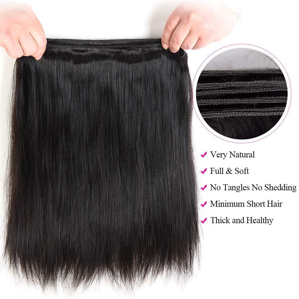 10A Brazilian Straight Human Hair Bundles 20 22 24 Inch 100% Unprocessed Virgin Straight Weave 3 Bundles Deals Human Hair