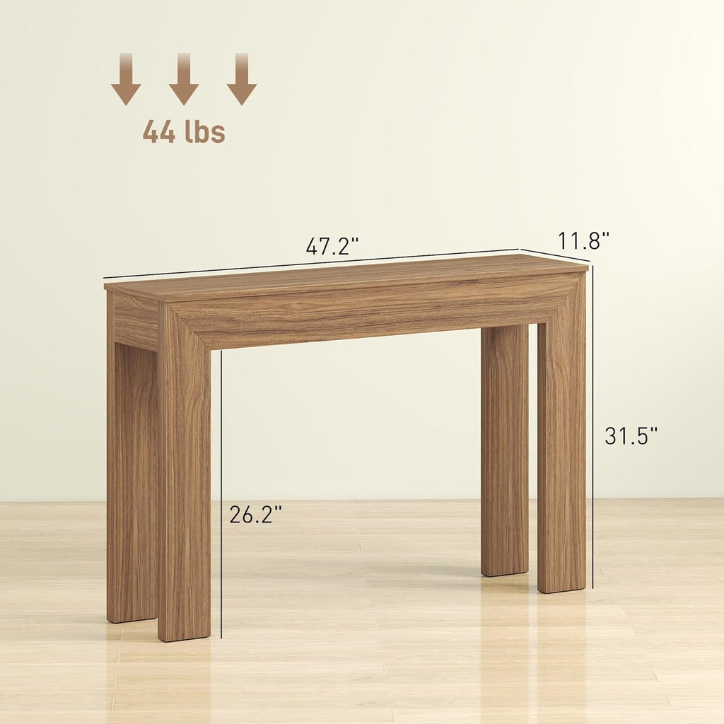 HOMCOM Modern Entryway Table, 47" Narrow Console Table for Entryway, Sofa Table Behind Couch, Living Room, Hallway, Walnut