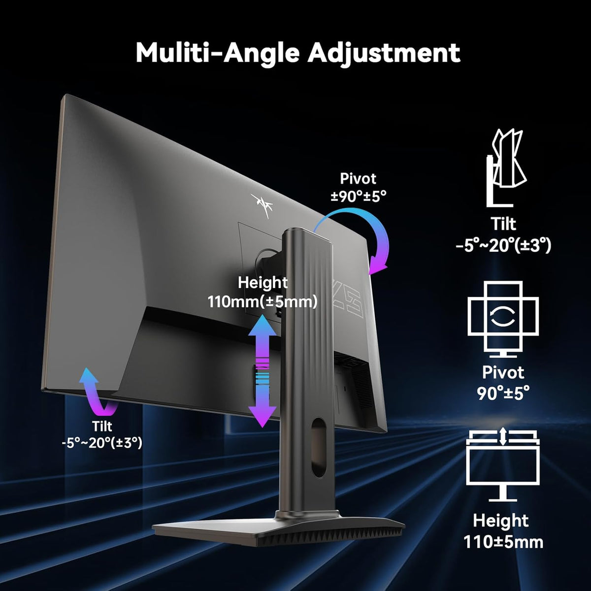 KTC 24.5 Inch 240Hz Gaming Monitor, FHD 1080p Fast IPS Computer Monitor, 1ms with Adaptive-Sync, HDR400, HDMI x2, DPx1, VESA Mount, Tilt/Pivot/Height Adjustment, H25T7-3