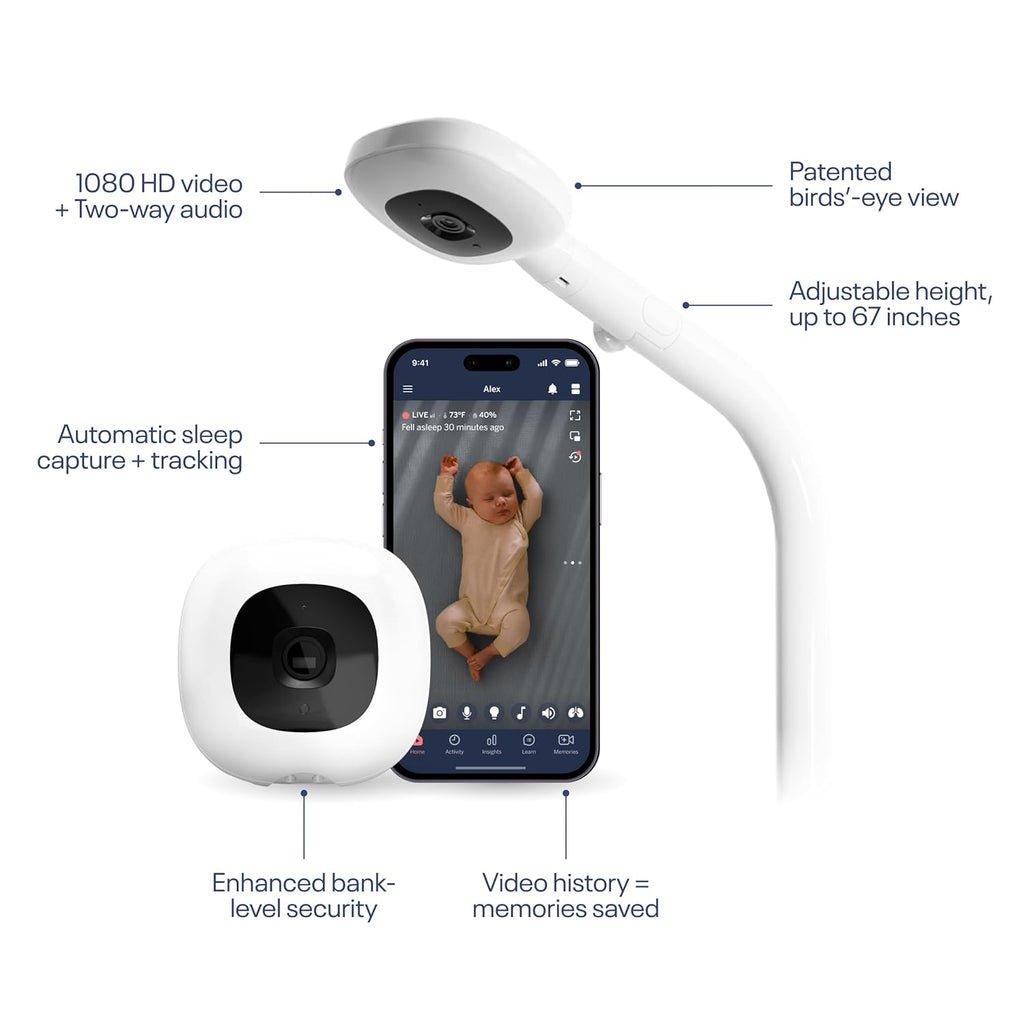 Nanit Pro Smart Baby Monitor - Camera & Floor Stand - 1080p Wi-Fi Video Camera, 2-Way Audio, See Your Baby from Anywhere, Sound/Motion/Cry Notifications, Night Vision
