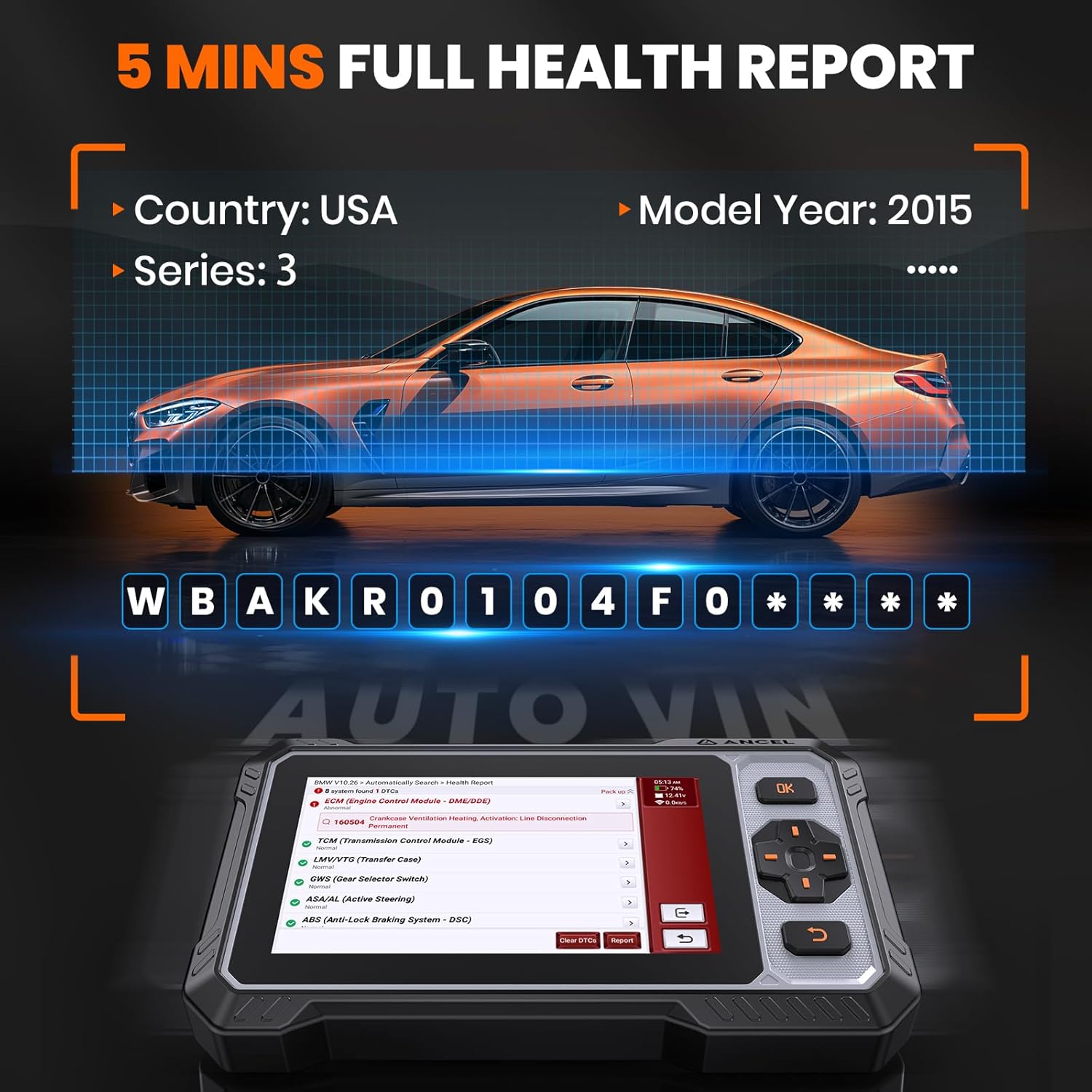 ANCEL FX6000 Bidirectional OBD2 Scanner - ABS, SRS, Transmission & Engine Car Diagnostic Scan Tool with 7+ Reset Services (ABS Bleed, EPB, SAS, BMS, Oil), Auto Scan, Lifetime Free Updates