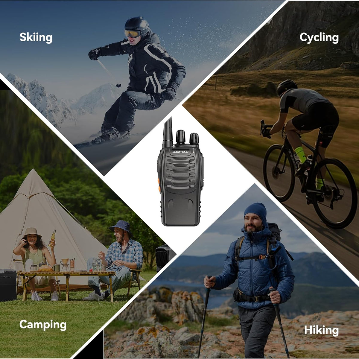BAOFENG BF-888S Walkie Talkies for Adults Rechargeable Long Range 16 Channel Professional Walky Talky and Security Headphones Flashlight Li-ion Battery and Charger (10 Pack)