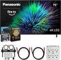 Panasonic TV-75W70BP W70 Series 75 inch LED 4K Ultra HD Smart Fire TV Bundle with 2X HDMI 2.0 Cable, TV Wall Mount, 6-Outlet Surge Adapter, Theater Essentials and Exclusive 26 Month Protection Pack