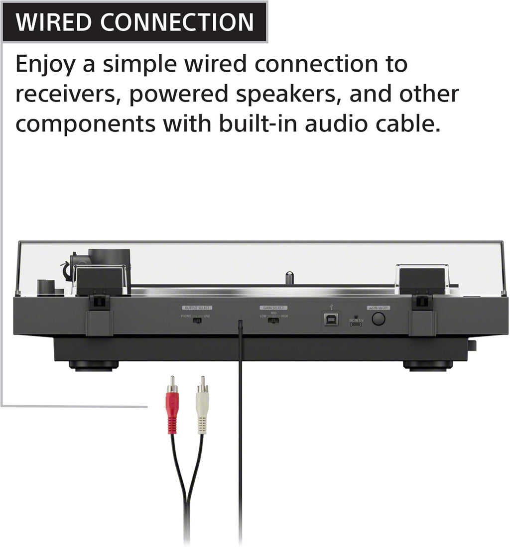 Sony PS-LX3BT Wireless Bluetooth Turntable (2026 Model) : Fully Automatic Belt Drive Vinyl Record Player with Built-in Phono EQ, Black