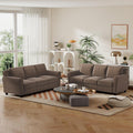 Bonzy Home 2 Piece Sofa Set, 3-Seater Sofa Couch Set of 2, Modern Comfy Sofa with Thick Cushion for Living Room Apartment Office, Brown