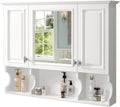 Merax Bathroom Wall Cabinet with Mirror, Wall Mounted Medicine Cabinet with Adjustable Shelves and Open Spaces, 35" x 28" Mirrored Door Over The Toilet Bathroom Storage Cabinet
