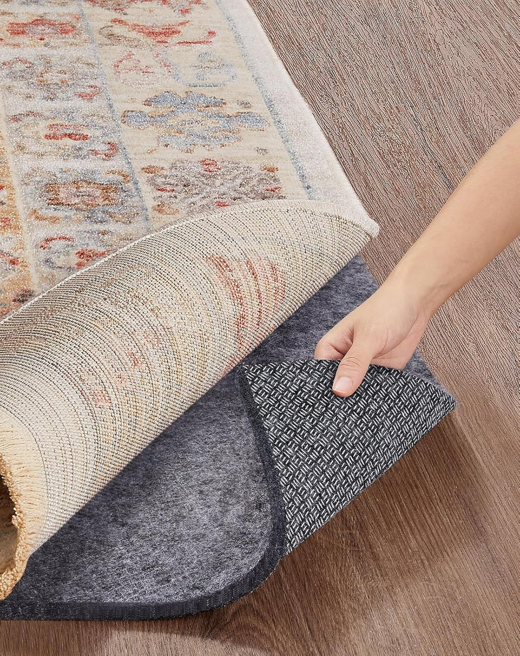 Veken Non Slip Cushioned Rug Pad Gripper 9 x 12 Ft, Felt and Silicone Backing, 1/4 inch Thick Carpet Liner for Hardwood Floors and Finishes, Under Area Rugs Anti Skid Mat, Keep Rugs Safe and in Place