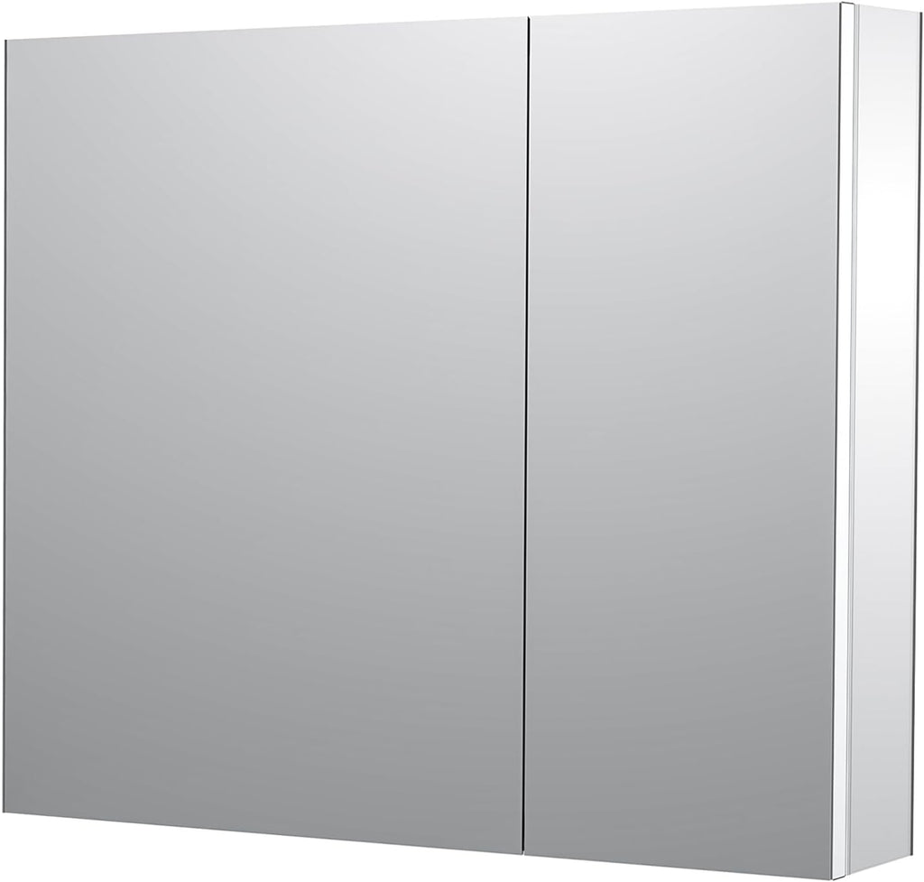 Sunrosa Medicine Cabinet with Mirror, 36" W x 31.5" H, 2 Asymmetrical Doors, Wall-Mounted & Recessed Bathroom Medicine Cabinet with Tempered Glass Mirror