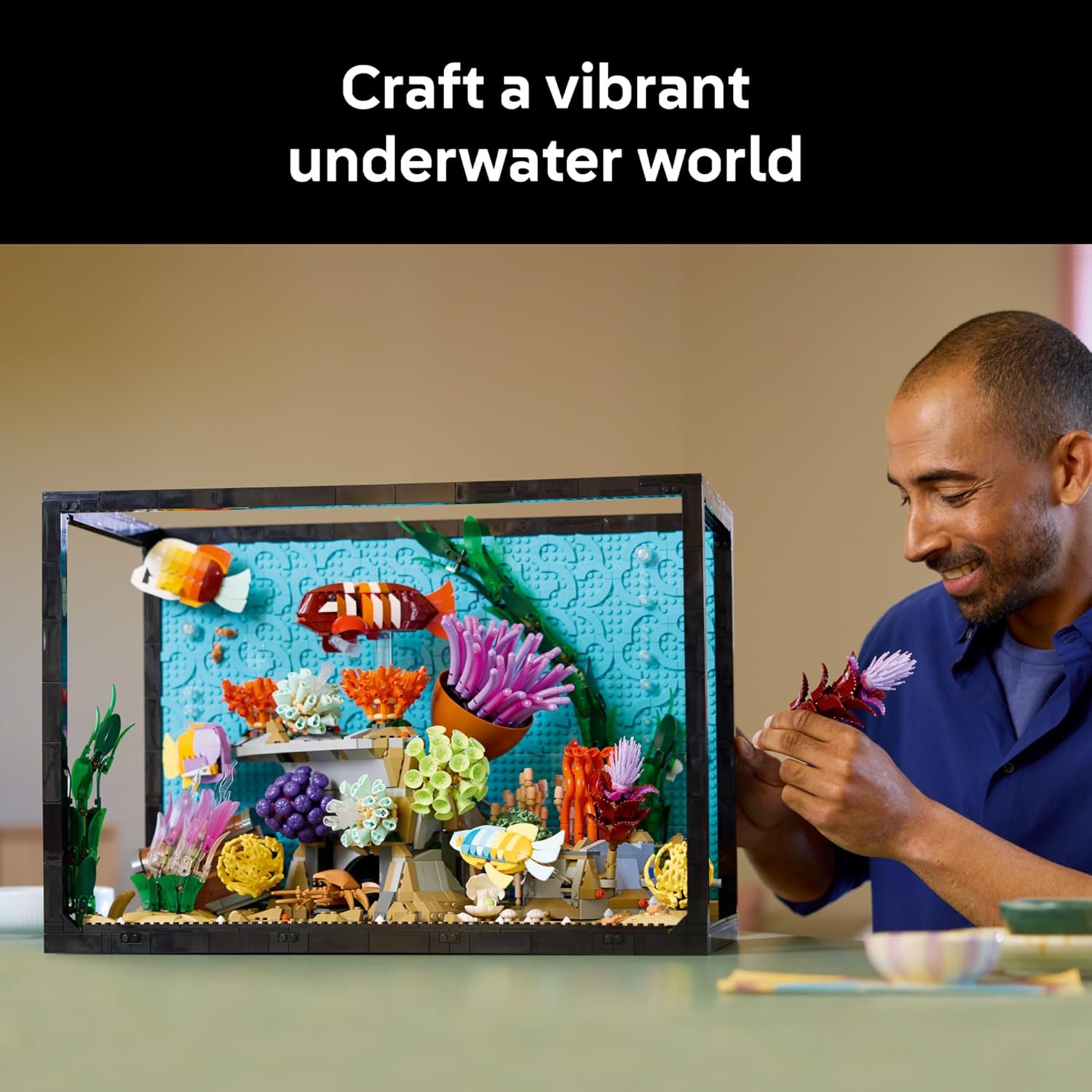 LEGO Icons Tropical Aquarium Building Set for Adults, Ages 18+ - Bedroom, Home Office Decor - Gifts for Men & Women - Model Fish Kit with Plants & Corals - 10366