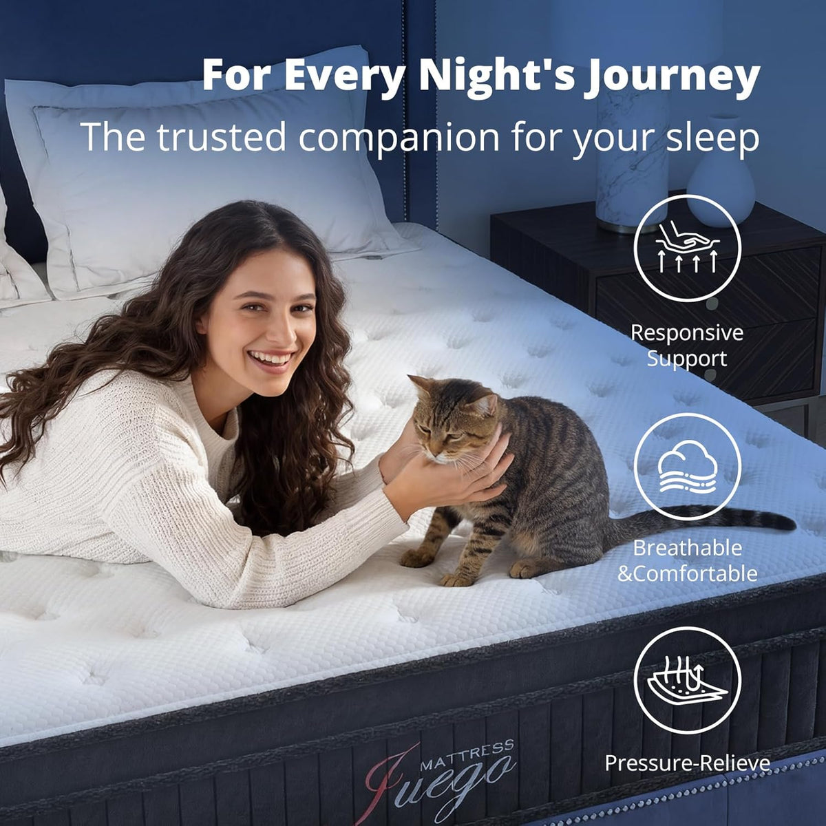 Juego 12 inch Full Size Mattress .Hybrid Mattress with Medium Firm Memory Foam and Individual Pocket Springs for Improve Sleep and Pressure Relief, Breathable and Skin-Friendly Cotton