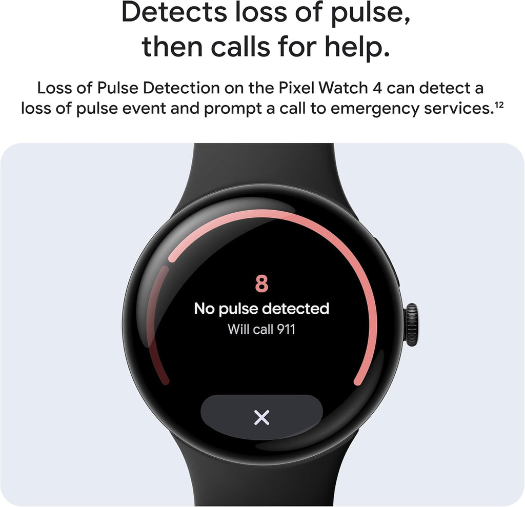 Google Pixel Watch 4 (45mm) - Android Smartwatch with Heart Rate and Sleep Tracking - 40-Hour Battery - Fitness Tracking - Google AI - Matte Black Aluminum Case - Obsidian Active Band - Wi-Fi