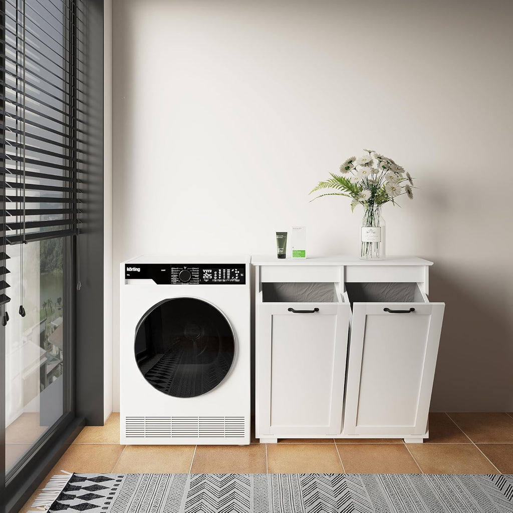 Tidyard Laundry Cabinet, with 2 Removable Liner Bags Cabinet Side Storage Organizer, Entryway Storage Unit Console Table, Bathroom Furniture Home Decor YFXW331P206345