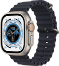 Apple Watch Ultra GPS + Cellular 49mm Titanium Case with Midnight Ocean Band, One Size (Renewed)
