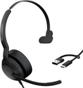 Jabra Evolve2 50 Wired Single-Ear Headset - Noise Cancelling Headphones, Bluetooth Headset for Work with Noise Cancelling Microphones, Works with Online Meeting Platforms Like Zoom & Google, Black