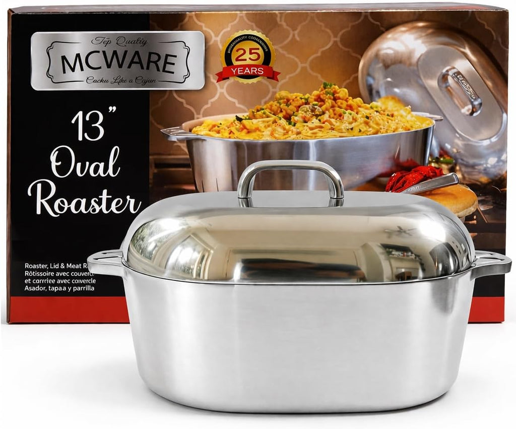 13 Inch Aluminum Oval Roaster - McWare by Cajun Classic Cookware