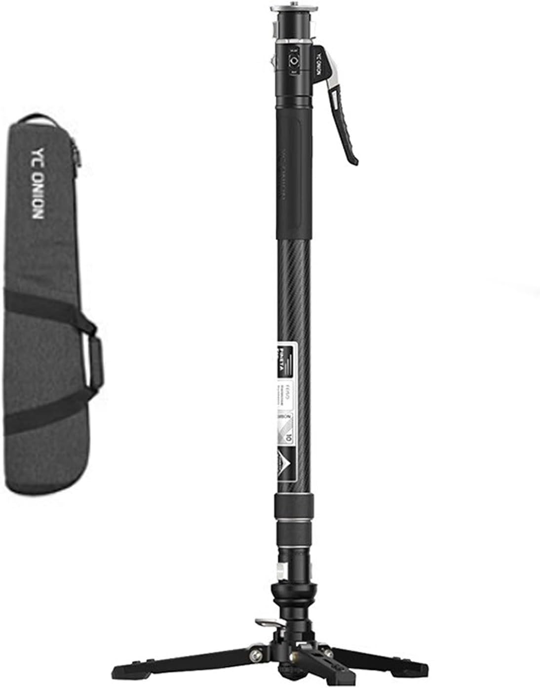 YC Onion Pineta Pro Carbon Fiber Monopod with Pedal Base, Light Stand Lightweight Travel Monopod with Quick Release Plate for Sony Canon Nikon DSLR Cameras, Gimbal and etc Max Load 11lb/5Kg