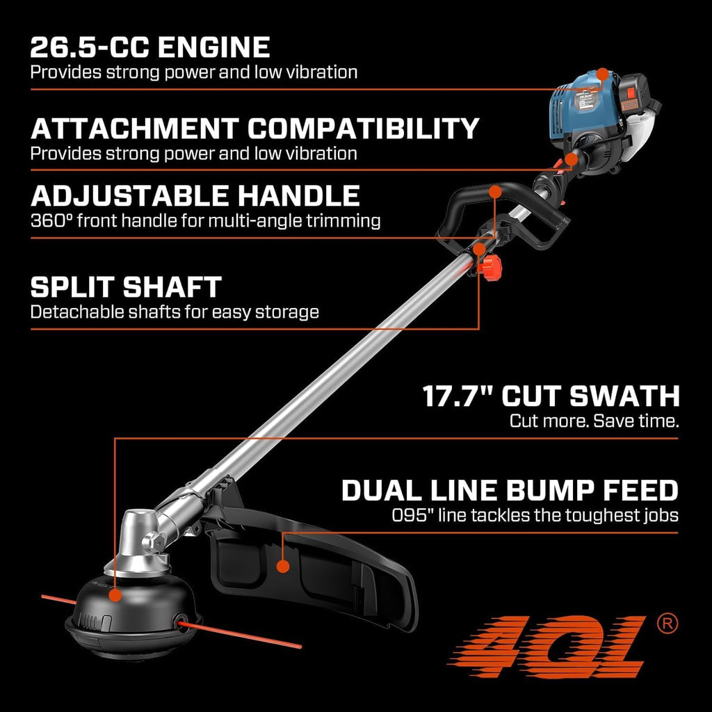SENIX 22" Self-Propelled Gas Lawn Mower (170cc) +17-Inch 26.5 cc Gas Weed Wacker + 26.5cc Gas Leaf Blower Yard Tool Kit