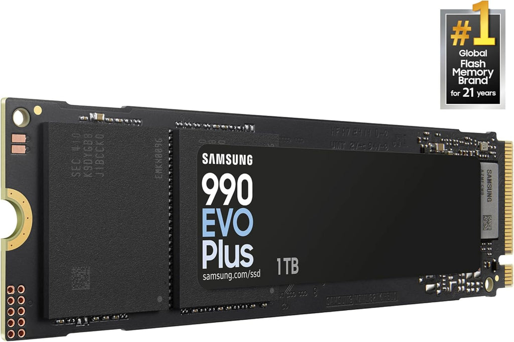 Samsung 990 EVO Plus SSD 1TB, PCIe Gen 4x4, Gen 5x2 M.2 2280, Speeds Up-to 7,150 MB/s, Upgrade Storage for PC/Laptops, HMB Technology and Intelligent Turbowrite 2.0, (MZ-V9S1T0B/AM)