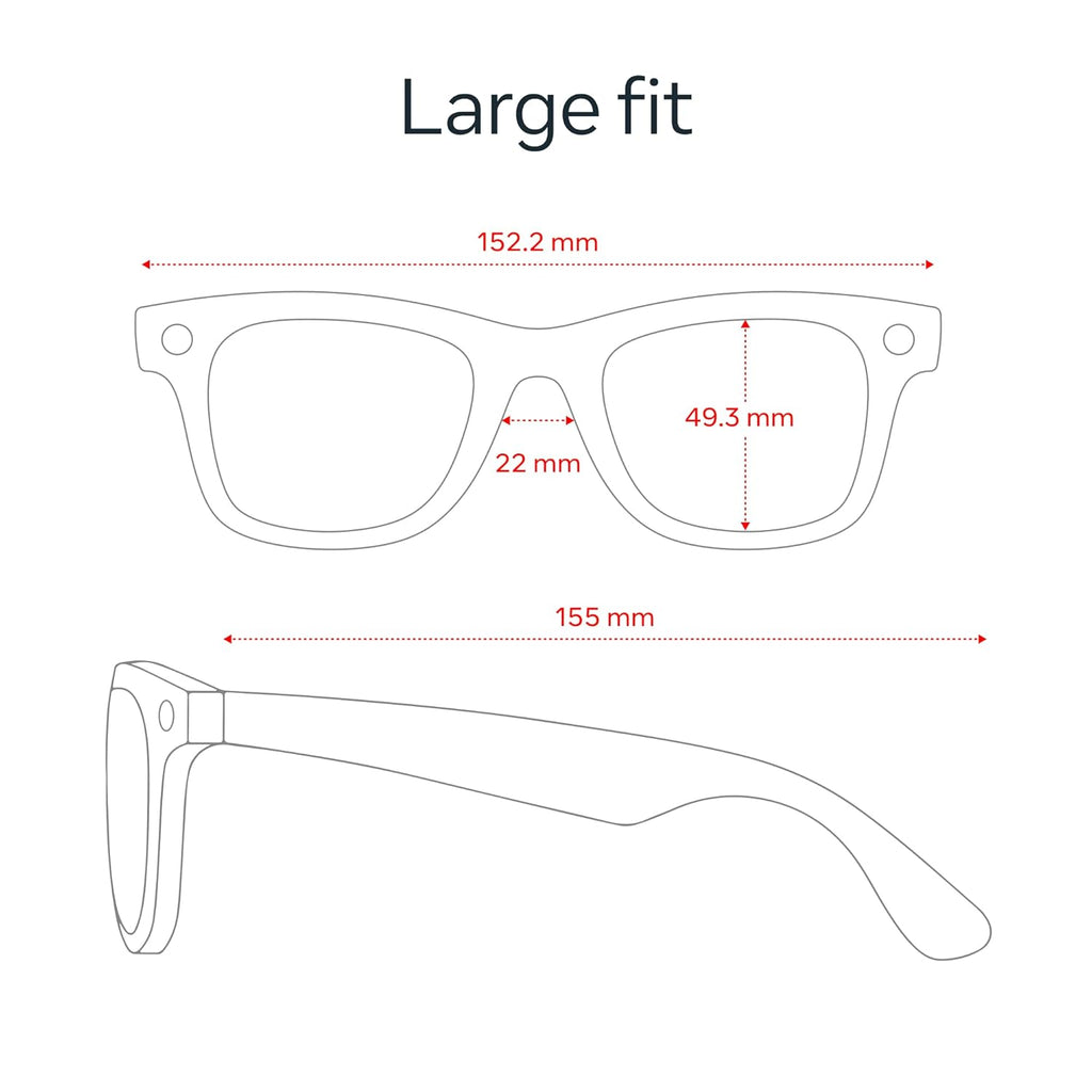 Ray-Ban Meta (Gen 2), Wayfarer Large, Shiny Black | Smart AI Glasses for Men, Women — 2X Battery Life — 3K HD Resolution — 12 MP Ultra-Wide Camera, Audio, Video — Green Lenses — Wearable Technology