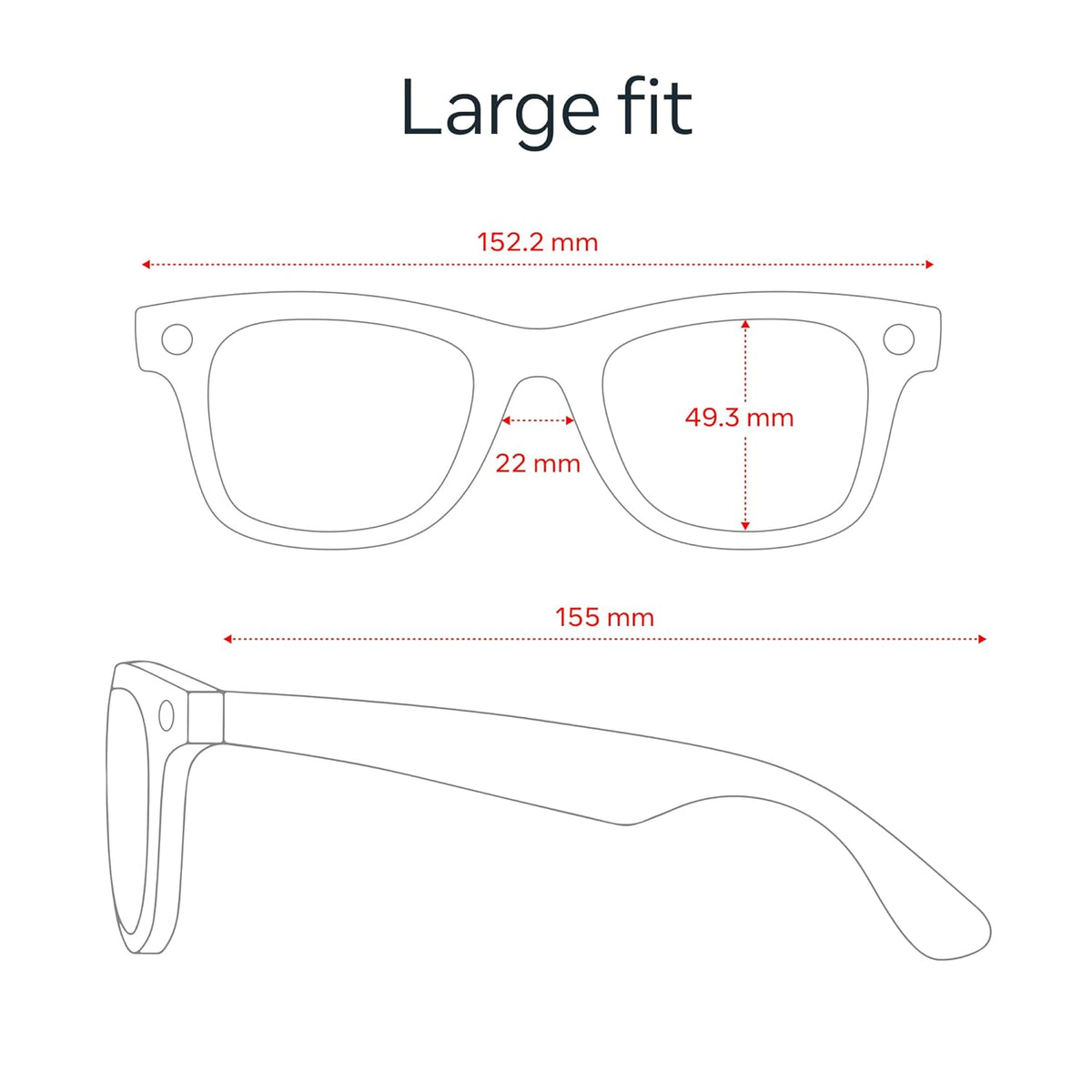 Ray-Ban Meta (Gen 2), Wayfarer Large, Shiny Black | Smart AI Glasses for Men, Women — 2X Battery Life — 3K HD Resolution — 12 MP Ultra-Wide Camera, Audio, Video — Green Lenses — Wearable Technology