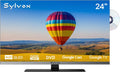 SYLVOX 24" 12V/24V Smart RV TV with Google TV & Built-in DVD Player, Frameless 1080P Full HD QLED Display, Shock-Resistant, Wide Voltage Support (9–32V), Voice Control Remote (Limo QLED Series)