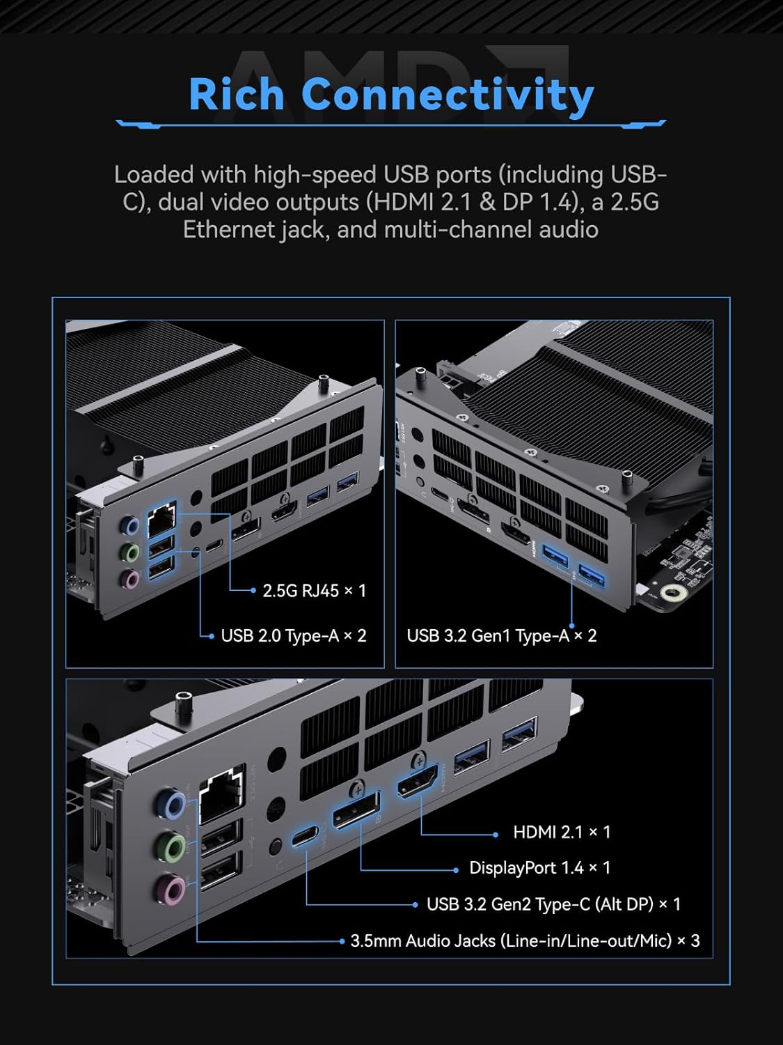 MINISFORUM BD775i SE Motherboard AMD Ryzen 7 7745HX Barebone Gaming PC, HDMI+DP+USB-C Triple Video Outputs,2X DDR5 SODIMM Slot Mini PC, 2.5G RJ45, Radeon 610M Graphics