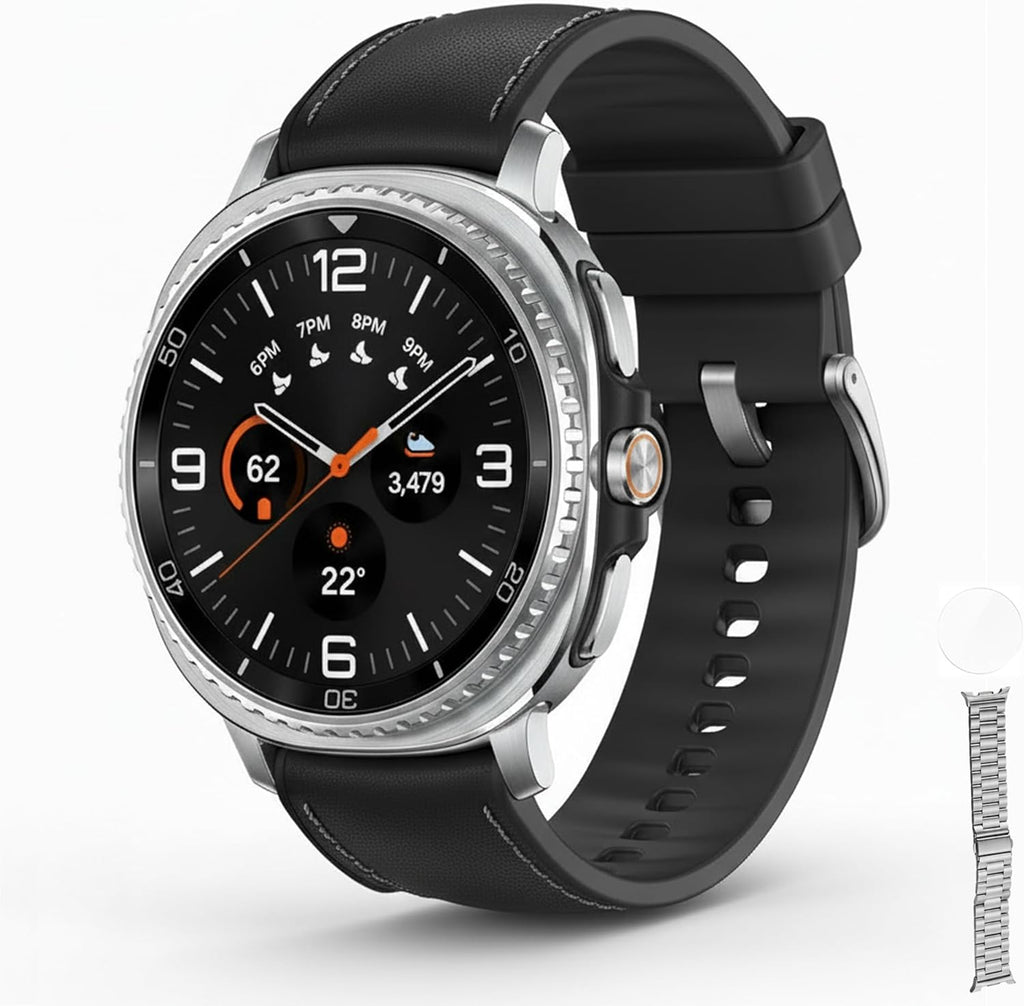 Samsung Galaxy Watch 8 Classic (2025) 46mm LTE Smartwatch – Black | Rotating Bezel, Sleep & Fitness Tracking, Energy Score, Quick Button US Version + Extra Stainless Steel Band & Screen Protector