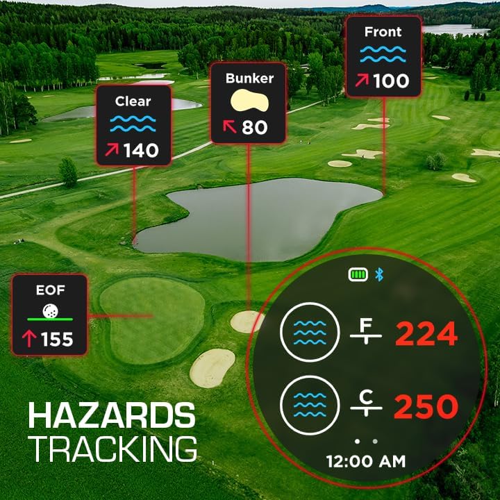 Watch+ Golf GPS Watch LCD Touchscreen, Embedded GPS, 42,000+ Courses, Dynamic Pin Positioning, Performance Tracking Gir Fairways Putts, FCB Hazard Distances, Shot Tracker, Green View, IPX7 Waterproof