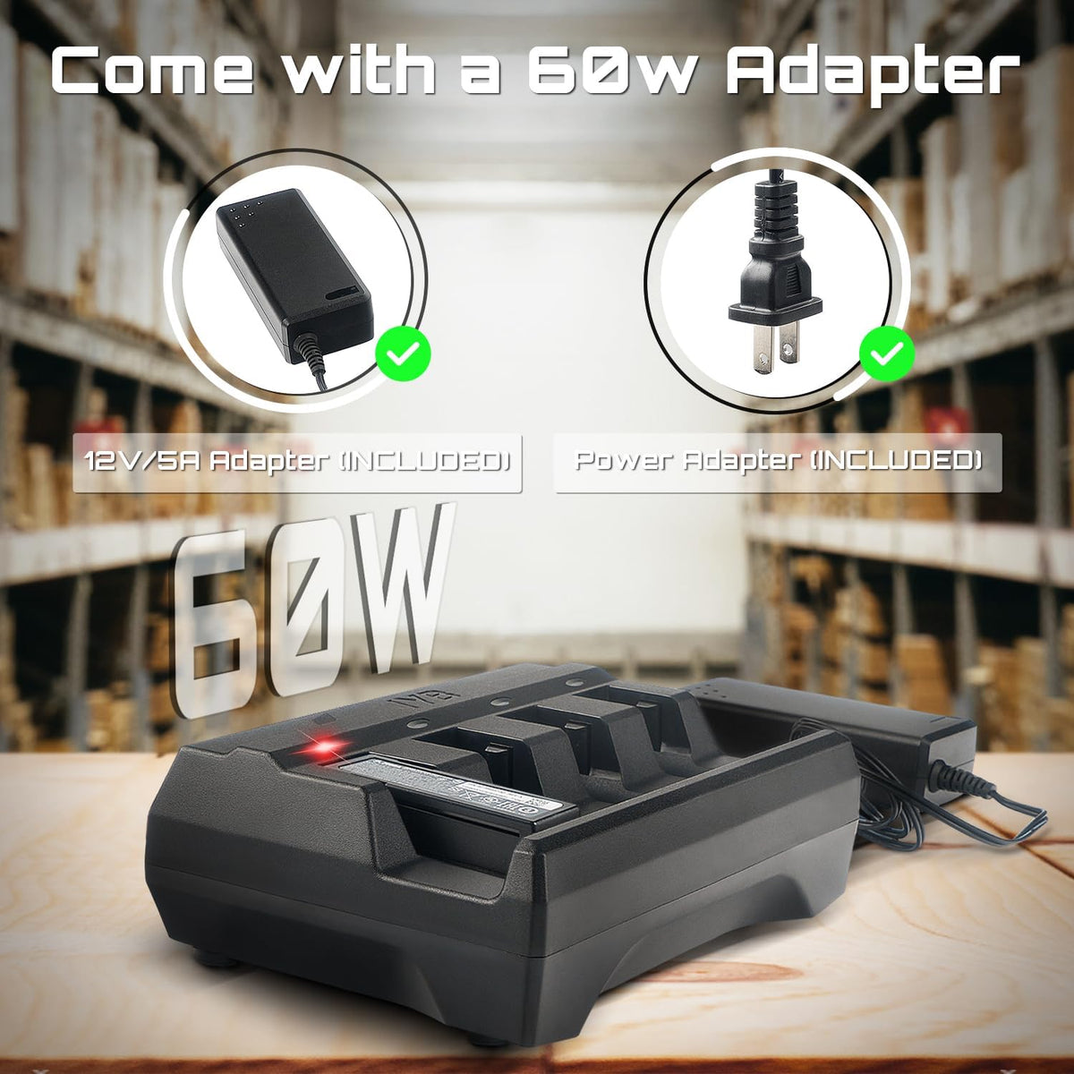 4-Slot Battery Charger SAC3600-4001CR for Zebra Barcode Scanners DS3678, DS3600, LI3678, LI3600, LS3678, LS3600 - Power Adapter Included, BTRY-36IAB0E-00 & 82-166537-01 Compatible
