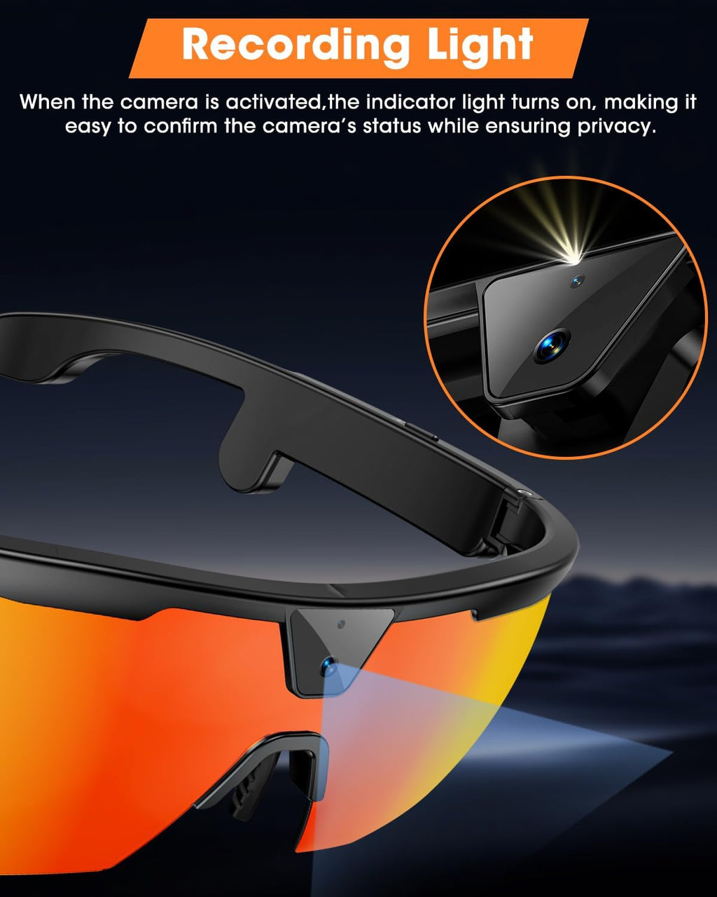 Mingtawn Smart Glasses with 4K HD Anti-Shake Camera & 3D Stereo Speakers | Polarized UV400 Sports Sunglasses | Bluetooth AI Glasses for Outdoor Video, Photos & Music | HiFi Audio Action Camera (Black)