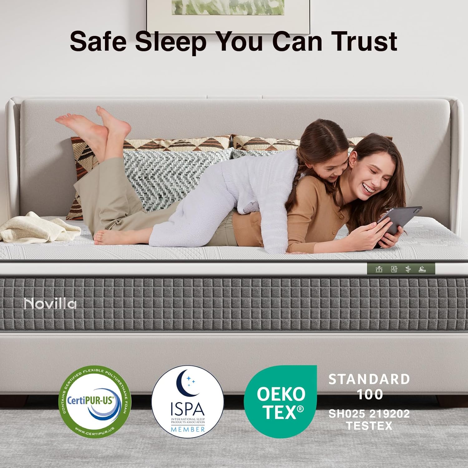 Novilla 12 Inch Queen Mattress,Queen Size Hybrid Mattress with Cooling Gel Memory Foam, Pocketed Coils & Cool-Touch Nylon Cover for Motion Isolation & Edge Support CertiPUR-US Certified