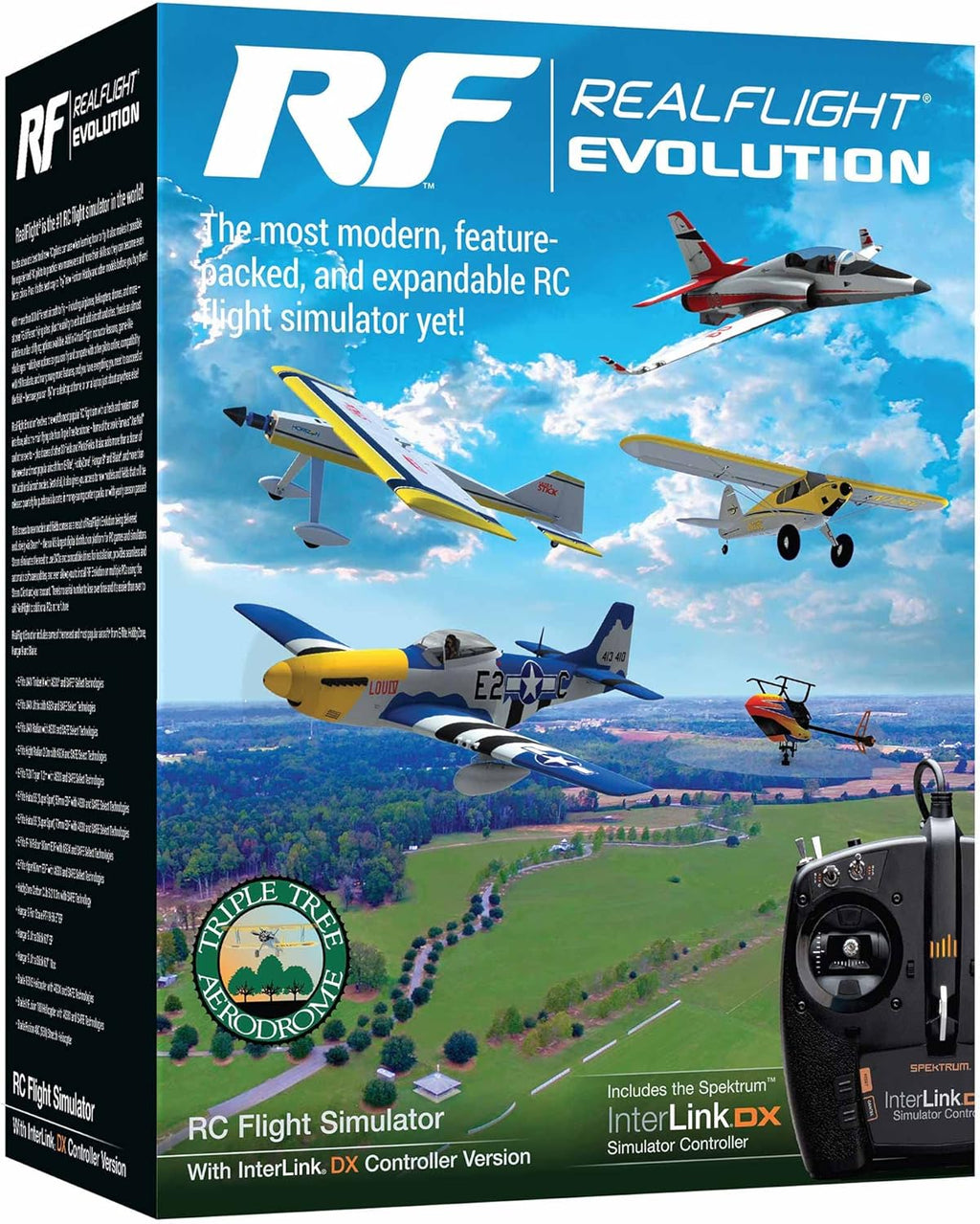REALFLIGHT Evolution RC Flight Simulator Software with Interlink DX Controller Included RFL2000 Air/Heli Simulators Compatible with VR headsets Online Multiplayer Options