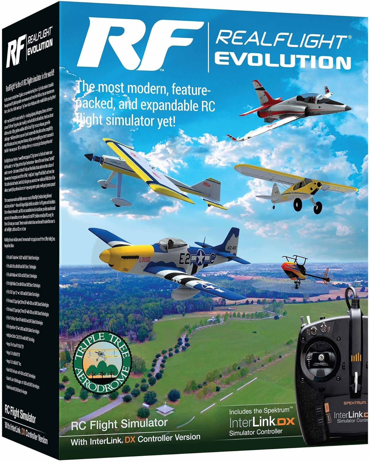 REALFLIGHT Evolution RC Flight Simulator Software with Interlink DX Controller Included RFL2000 Air/Heli Simulators Compatible with VR headsets Online Multiplayer Options