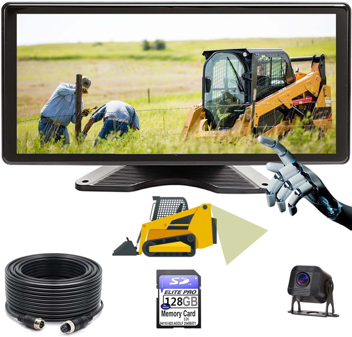10.1" 1080P AHD Wired Reverse Rear View Backup Camera System,IP69K Waterproof Night Vision, Vibration-Proof 10G for Tractor/Truck/Excavator/Caravan/Skid Steer/Heavy Equipment RV101