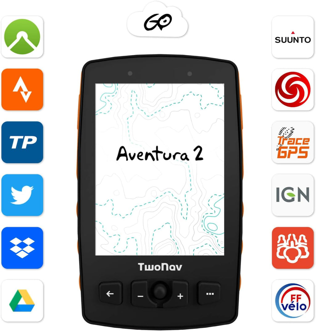 TwoNav Aventura 2 Plus (32 GB), Handheld GPS with 3.7-inch Wide Screen, Buttons and Joystick for Mountaineering, Mountaineering, Trekking or Hiking with maps Included. Colour Orange