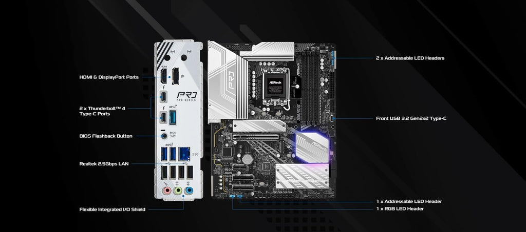 ASRock Intel Core Ultra Z890 Pro RS ATX Motherboard LGA1851 RL-ILM DDR5 8666 MHz 256 GB M.2 PCIe 5.0 Thunderbolt