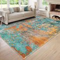 Lahome Modern Abstract Area Rugs 9x12 Living Room Rug, Washable Rugs for Living Room Bedroom Low Pile Non Slip, Colorful Large Soft Indoor Carpet for Dining Room Table Apartment Classroom