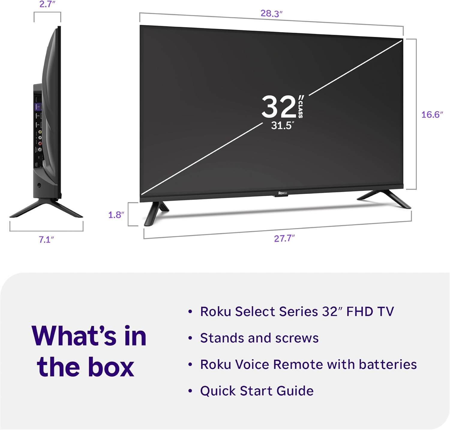 Roku Smart TV 2026 – 32-Inch Select Series, 1080p Full HD TV – Roku TV with Voice Remote – Flat Screen LED Television with Wi-Fi for Streaming Live Local News Sports & Movies, Bluetooth Headphone Mode