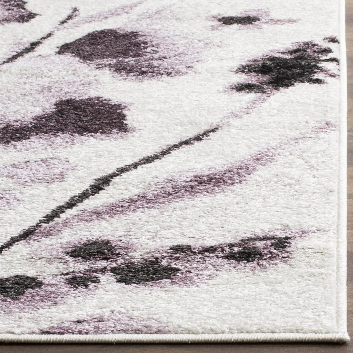 SAFAVIEH Adirondack Collection Area Rug - 9' x 12', Ivory & Purple, Floral Watercolor Design, Non-Shedding & Easy Care, Ideal for High Traffic Areas in Living Room, Bedroom (ADR127L)