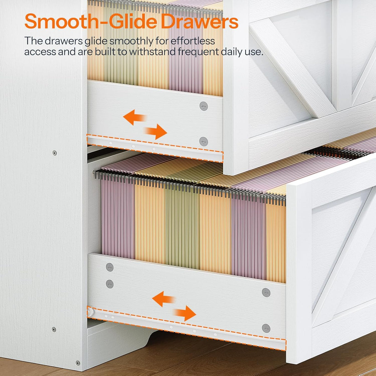 HOOBRO 2 Drawer File Cabinet, Farmhouse Lateral Filing Cabinet for Letter/A4/Legal Size, Large Wooden Office Storage Cabinet, Printer Stand for Home Office, White and Walnut WH48WJ01