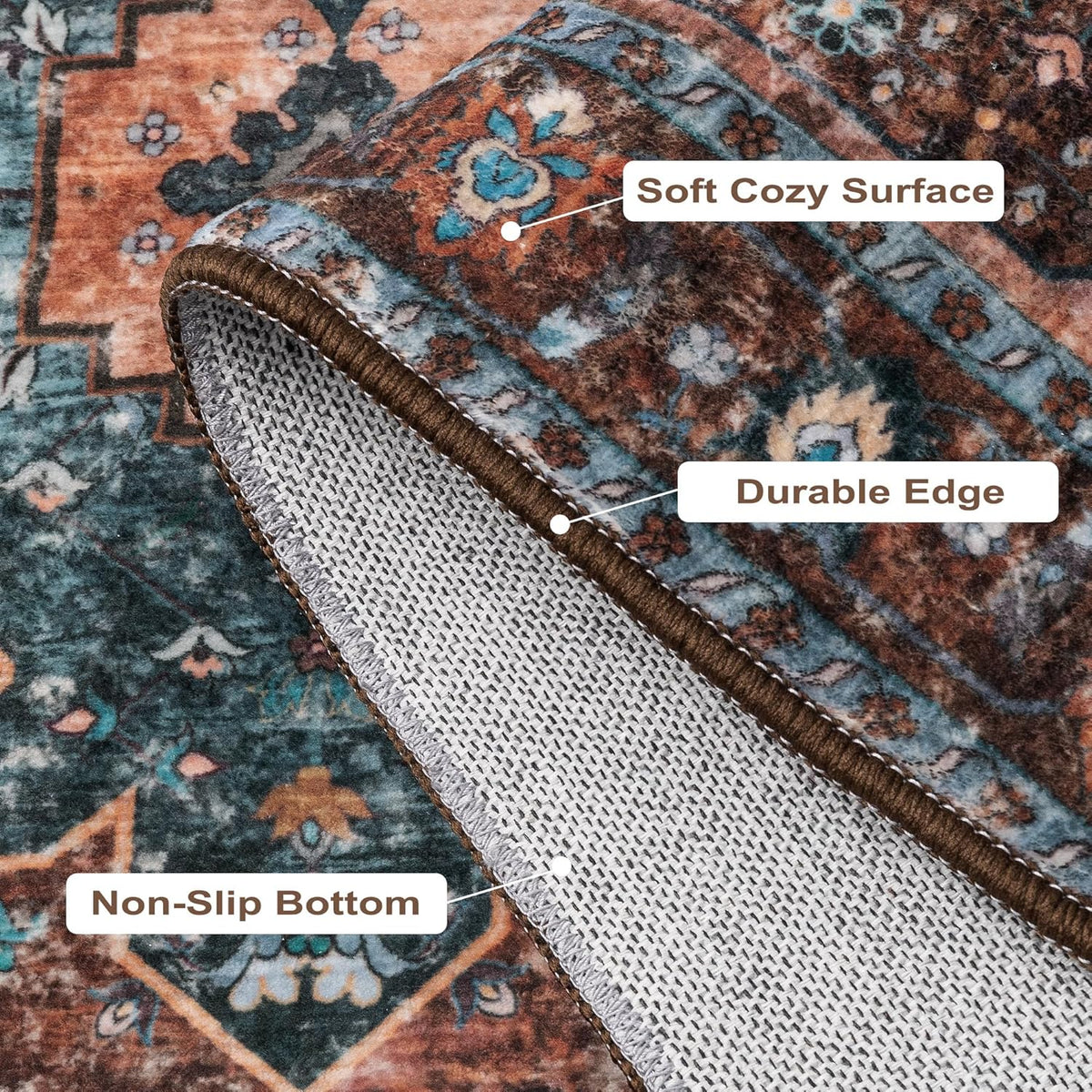 Ciicool 8X10 Area Rugs for Living Room,Washable Large Oriental Non-Slip Carpet for Bedroom Dining Room,Boho Thin Throw Rug for Kitchen
