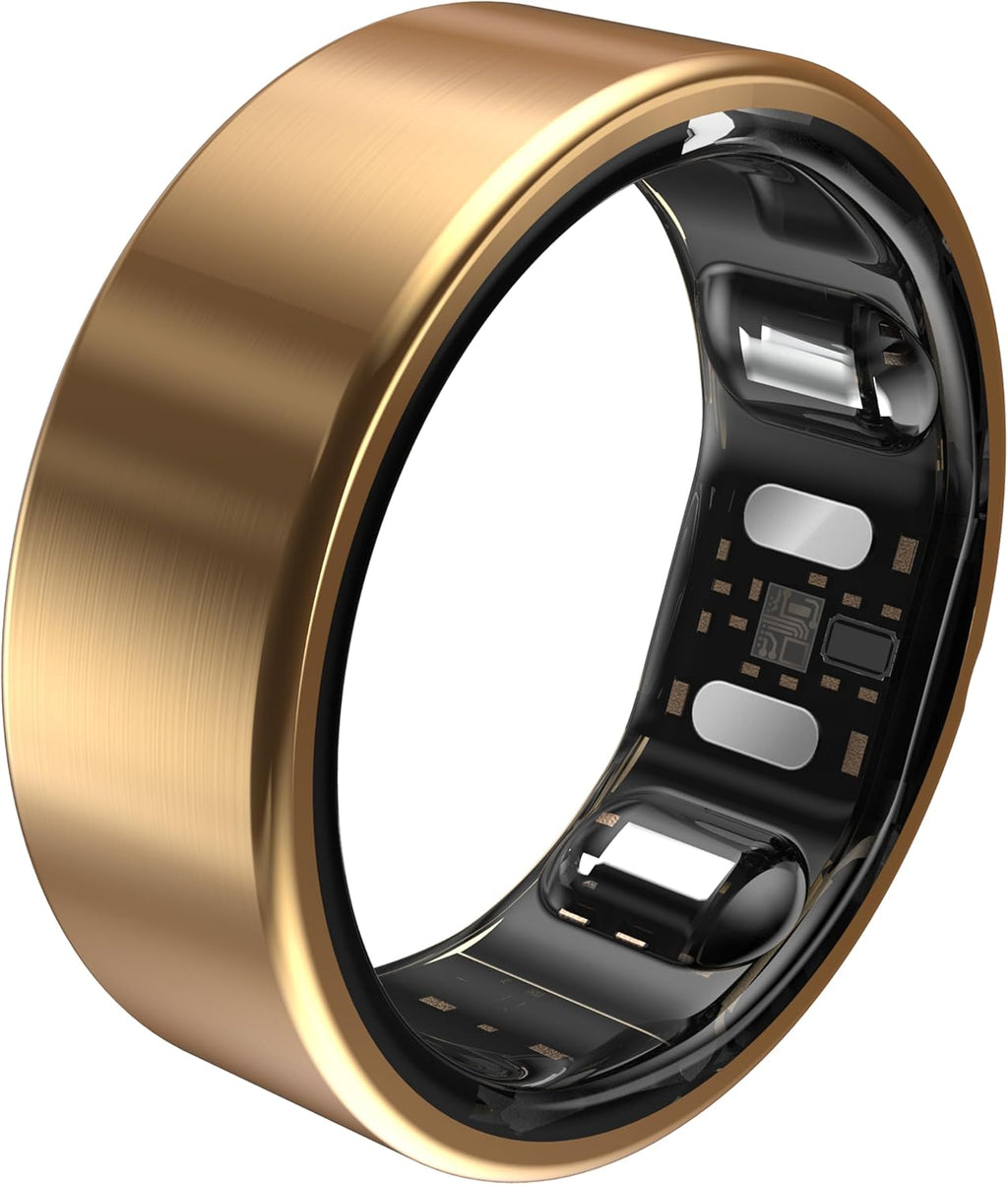 QALO QRNT Slim Smart Ring – Snug Fit – Size Up – Water-Resistant Titanium Fitness Tracker, Tracking for Sleep, Steps, HRV, Women's Health, No Subscription Fee, iOS & Android Compatible (Gold, 11)