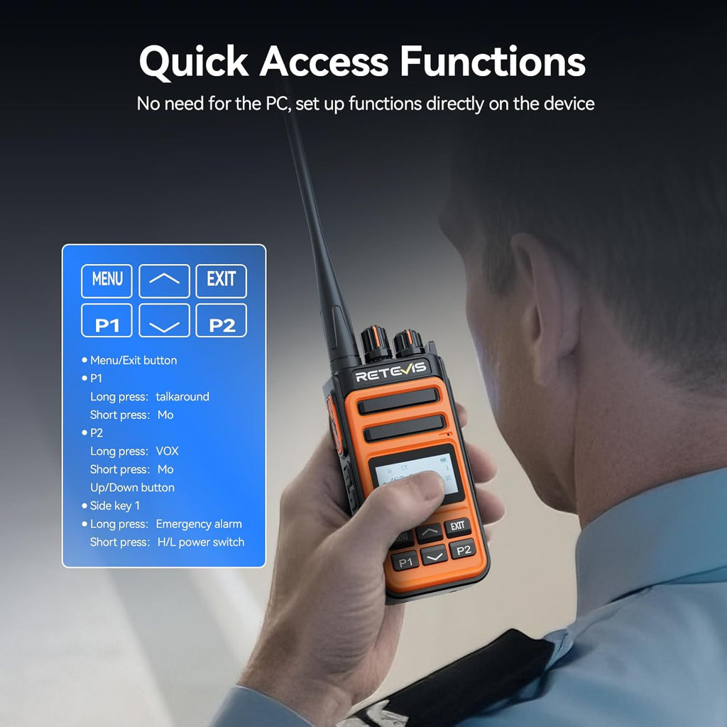 Retevis MateTalk C6B GMRS 2 Way Radio Long Range,Fast Charging Walkie Talkies Rechargeable with Earpieces,NOAA,LCD Screen,Type-C,1500mAh,Easy Pairing,Rugged Two Way Radio for Security Job site(4 Pack)