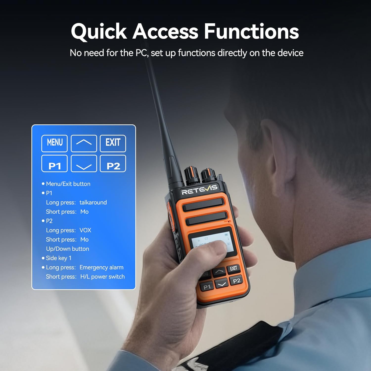 Retevis MateTalk C6B GMRS 2 Way Radio Long Range,Fast Charging Walkie Talkies Rechargeable with Earpieces,NOAA,LCD Screen,Type-C,1500mAh,Easy Pairing,Rugged Two Way Radio for Security Job site(4 Pack)